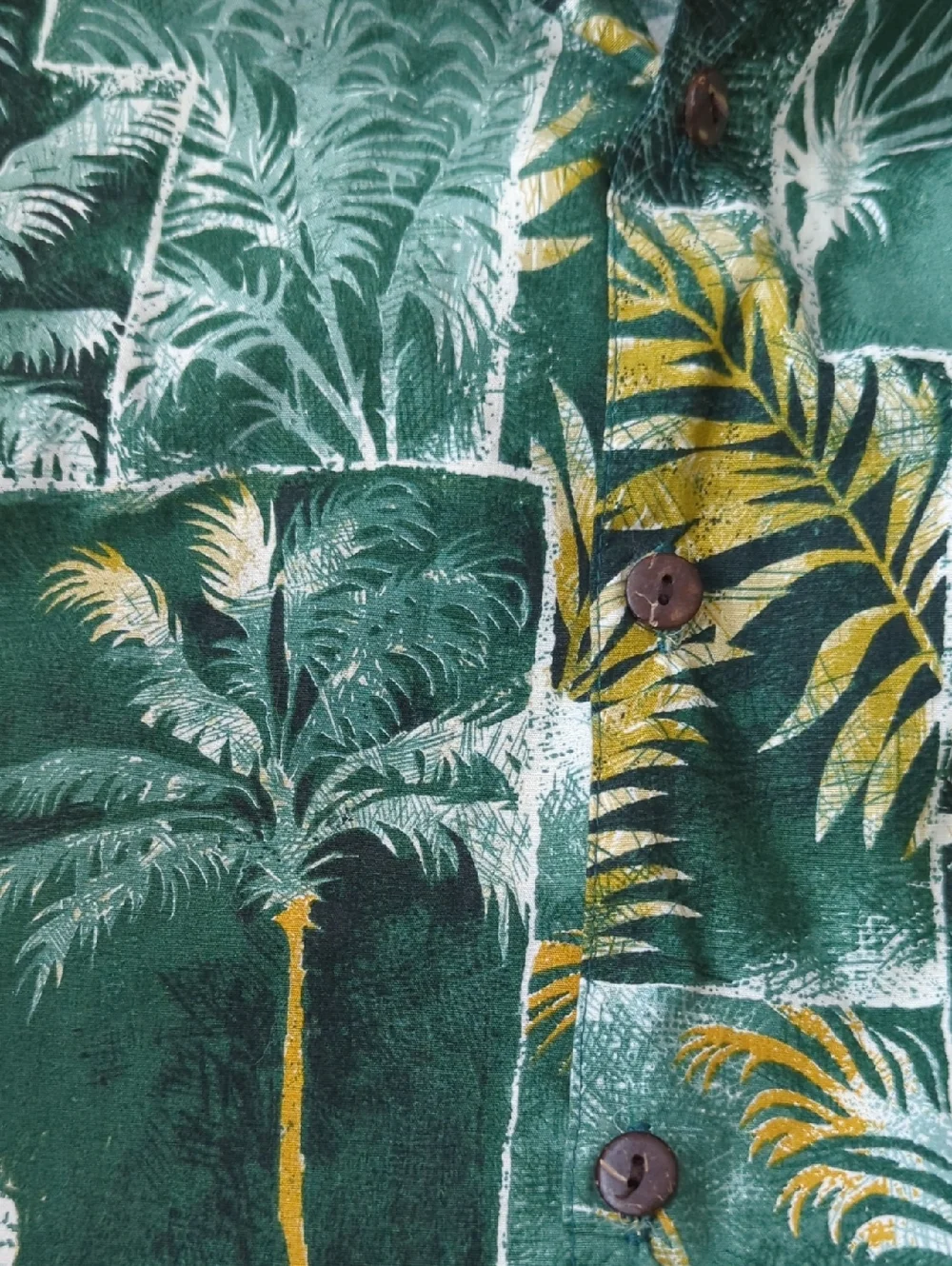 Go Barefoot Hawaiian luau Shirt Green Palm Trees Made in the USA Quality Sx XL